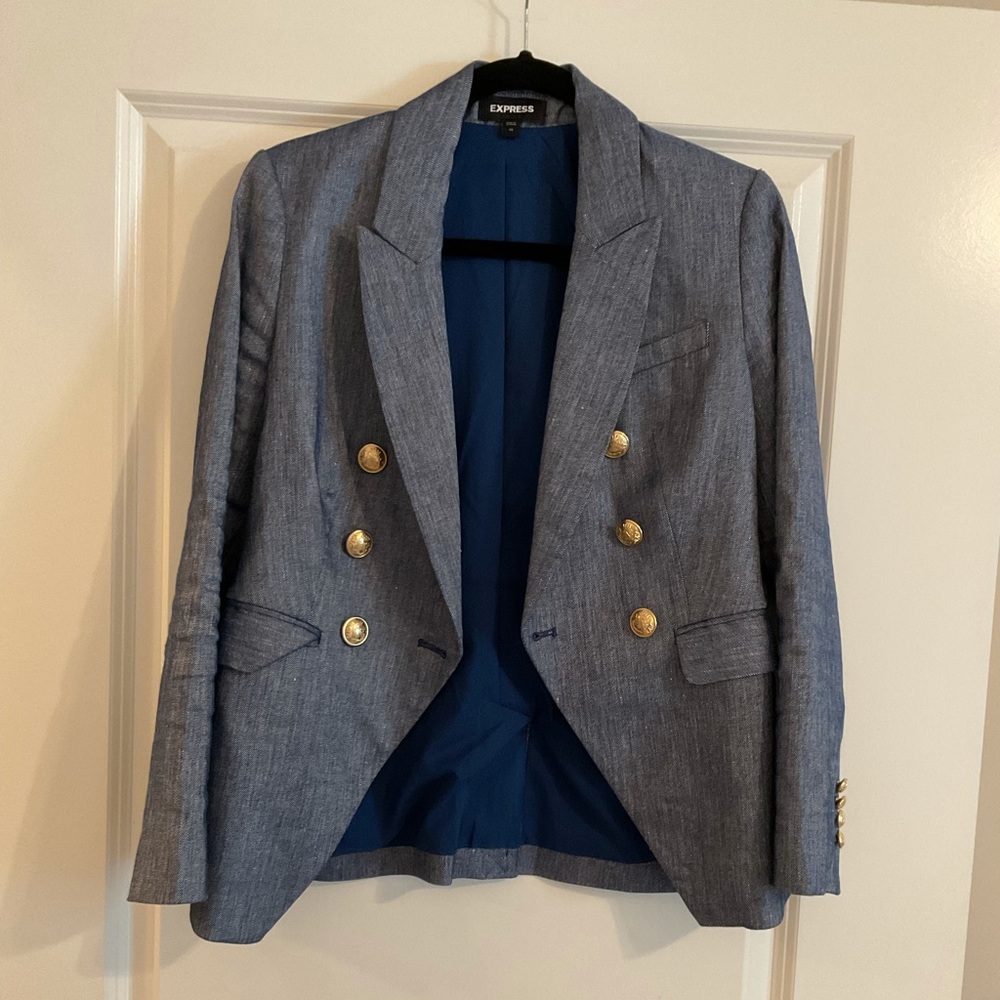 EXPRESS BLUE LINEN DENIM BLAZER